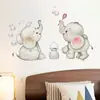 BR0095E Elefante Bebê Fofo de Desenho Animado Soltando Bolhas Adesivos de Parede Autoadesivos Sala de Estar Quarto Quarto Infantil Decoração de Casa Adesivos
