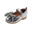 Zapatos de princesa nuevos de verano para niñas, zapatos de cuero transpirables de primavera y otoño, zapatos para niños de suela blanda con velcro, zapatos para niños con lazo de lentejuelas