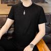 Camiseta Masculina de Manga Curta de Seda Gelada Fina Respirável Estilo Coreano Maduro Verão Secagem Rápida Meia Manga Cross-border High-end Light Luxury
