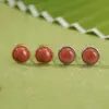 Yuebao Joyería Ágata Roja del Sur Plata de Ley S925 Chapado en Oro Redondo Modernos Simples Elegantes Pendientes Populares Diseño Personalizado
