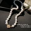 Collar de Perlas Gema Camelia Gotas de Rocío Matutino Chapado en Oro de 18K Corte Romano Aretes de Zirconia Rosa