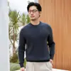 Suéter de Cachemira para Hombre 100% Cachemira Pura Otoño/Invierno Nuevo Cuello Redondo Pulóver Versátil Tejido Casual Cálido Suéter de Manga Larga