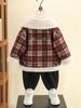 8832 Casaco Infantil de Pelo Integrado Outono e Inverno 2026 Novo Estilo Roupa de Inverno em Lã Estilo Coreano para Meninos Casaco de Lã Xadrez