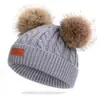 Conjunto de Sombrero de Bola de Pelo y Bufanda de Otoño e Invierno Nuevo para Niños Transfronterizo Conjunto de Dos Piezas de Sombrero de Punto Doble Capa Espesorado y Bufanda para Bebé