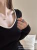 316# cachemir antibacteriano ropa cálida estilo Hepburn color de contraste copa integrada otoño e invierno engrosado cepillado cuello de rombos top de manga larga
