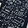 Camisa Pulôver Artística Estilo Europeu com Gola Redonda, Manga Curta, Caimento Solto, Estampa de Notas Musicais, Camiseta Casual Tendência Verão Street Rock