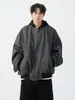 Design original estilo americano terno de beisebol retrô masculino outono e inverno solto casual curto com capuz puleather jaqueta texturizada casaco