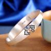 Pulsera de Plata 999 Hecha a Mano Grabada Pulsera de Plata para Mujer con Abertura Qiulian Vintage Anticuada