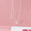 Nalan Plata S925 Versión Coreana Collar Pequeño Corazón de Diamante Cadena Dulce Pequeño Corazón de Perla en Forma de Clavícula para Mujeres D6694