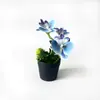 Mini 3 orquídeas Phalaenopsis artificiais em vasos aveludados, fornecimento de exportação direta, flores artificiais de toque realista, bonsai, adereços para fotografia