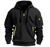 Sudadera con capucha para hombre TEMO de primavera y otoño, con cremallera y múltiples bolsillos, chaqueta deportiva casual para hombre