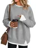 Outono/Inverno 2026 Novo Suéter Cruzado Europeu e Americano Amazon Feminino Gola Redonda Blocos de Cor Manga Longa Solto Suéter Pulôver de Outono