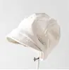 Gorro Simples Retrô com Pregas Laterais, Cordão e Caimento Despojado para Mulheres, Chapéu Pulôver Versátil e na Moda, Liso, com Cobertura Facial e Aba Pequena