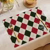 Nuevo Producto Transfronterizo: Mantel individual de lino de Papá Noel, Decoración cuadrada para restaurante, Mantel nórdico festivo de reno para aislamiento térmico de mesa