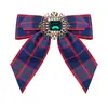 Estilo College Britânico Retro Xadrez Gravata Borboleta Unissex Strass Decorado Colarinho de Camisa JK Acessório