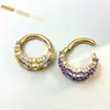 Aretes de anillo brillantes de doble capa con corte marquise de aleación de titanio F136 en dorado, Aretes para piercing labial de titanio G23 con rosca interna y circonita