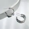 Pendientes de Plata en Forma de C de Alta Gama para Moda Transfronteriza, Estilo Nuevo de Moda Más Vendido, Pendientes Simples y Únicos, Accesorios Versátiles para Orejas para Mujeres
