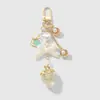 Nuevo Estilo Miu Dulce y Exquisito Moda Cadena Dorada Resina Lazo Artificial Fresa Llavero DIY