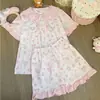Pijama Fofo de Desenho Animado com Gola de Boneca para Mulheres, Novo Conjunto de Shorts de Manga Curta, Roupa de Casa Estilo Coreano de Verão para Usar Fora