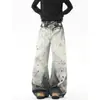 Jeans con Estampado de Diseño Tie-Dye Salpicaduras de Tinta Lavado Retro Americano para Hombre Otoño Streetwear Holgados de Pierna Ancha Pantalones Largos