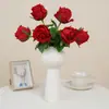 Em Estoque Flor Artificial de Rosa Hidratante Haste Única Decoração de Casamento Flor de Seda Arranjo de Flores para Casa Adereços para Fotografia Atacado