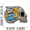 Parche Bordado de Calavera Surfista Retro Americano Palmera de Playa Ancla Ropa de Mezclilla Parche Termoadhesivo DIY