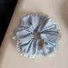 Scrunchie de renda azul e branco estilo coreano fresco para mulheres, elástico de cabelo estilo preguiçoso, corda de cabelo de alta elasticidade, acessório de cabelo