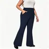 Pantalones de Pierna Ancha Acampanados de Cintura Alta Adelgazantes de Talla Grande con Estampado Transfronterizo de Amazon de Venta Caliente Europeos y Americanos, Pantalones Casuales para Primavera y Otoño