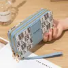 Nueva Bolsa de Teléfono Móvil de Gran Capacidad, Bolso de Mano, Billetera para Monedas Suave, de Estudiante Coreana, Combinación de Colores, Larga, Versátil, con Doble Cremallera para Mujer