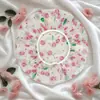 Venda Direta de Fábrica de Touca de Banho Grande e Touca para Maquiagem Nova de PEVA Espessada Impermeável High-End Fosca Estampada com Renda