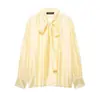 Para Comércio Exterior Transfronteiriço Europeu e Americano Roupas Femininas Aliexpress Mais Vendidas Camisa Simples Versátil com Laço de Cetim
