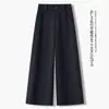 Pantalones casuales de pierna ancha, tiro alto, fluidos, estilizan, pierna recta para otoño, talla grande, corte holgado, cubren la cadera, ropa de trabajo, ropa versátil para mujer
