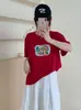 Envío Directo desde el Mercado de las Trece Líneas: Camiseta de Algodón Copo de Nieve, Envío Directo de Una Pieza, Cuello Redondo, Adelgazante, Versátil, Manga Corta, Verano, Fábrica de Origen