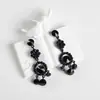 Pendientes Amazon transfronterizos, extragrandes, electrochapados, elegantes, de estilo largo, con un toque de alta gama, adornados con borlas y pedrería negra