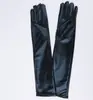 Luvas Elásticas de Couro Envernizado Escuro Femininas 43cm para Trajes de Performance Cosplay Ópera Noturna Transfronteiriça