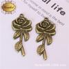 Colgante de rosa de aleación directo de fábrica, hecho a mano, accesorios de joyería DIY, collar antiguo, accesorios de pulsera, 19 x 43 mm