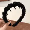 Faixa de Cabelo de Pelúcia de Lã de Cordeiro para Dentes com Pente Outono e Inverno para Mulheres 2025 Nova Coroa Alta Uso Diário Faixa de Cabelo Grampo de Cabelo Acessório de Cabelo