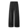 Calça de terno listrada de lapela dupla com perna curva estilo "old money" para homens e mulheres, corte limpo, toque de luxo, caimento solto, casual, comprimento até o chão