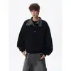 Sudadera con Capucha de Bloques de Color Cuadros Americanos Botones Cuello Alto para Hombre 2026 Primavera Tendencia Diseño de Marca Holgada Casual Ropa Deportiva Superior
