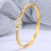Pulsera de Acero de Titanio para Mujer, Estilo Abierto de Lujo Ligero de Nicho de Gama Alta, Pulsera de Moda Transfronteriza con Forma de Corazón, Concha y Diamantes Completos