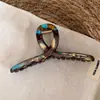Pinza para el pelo de pintura al óleo retro estilo coreano pintada a mano, una pinza de tiburón sofisticada y elegante para la parte trasera de la cabeza, accesorio para el cabello