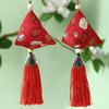 Bolsita del Festival del Bote del Dragón, Bolsita Triangular de Borla para Zongzi Estilo Chino Tradicional Bordada a Mano, Bolsita de Artemisa para Bendiciones, Bolsa Portátil