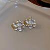 Brincos de Prata S925 com Agulha, Gota de Óleo de Pérola, Flor, Moda, Alto Padrão, Versátil, Celebridade da Internet, Luxo Leve, Joia de Orelha Distinta
