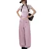 Moda de otoño, pantalones casuales suaves de color blanco roto de pierna ancha con bolsillos delanteros, pantalones fluidos hasta el suelo, pantalones de chándal rectos holgados y estilizados