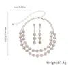 Set de Pendientes y Collar Doble Capa Flor de Diamante, Retro, Exquisito, Cadena para Clavícula Versátil y de Moda, Collar de Lujo Ligero y de Gama Alta