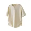 Duchi {Algodón Lino de Lujo} Camiseta de Manga Corta para Hombre con Cuello Henley Simple 2026 Nuevo de Verano Casual Transpirable