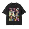 Camiseta de Algodão Lavado Katseye da Moda para Homens e Mulheres, Manga Curta de Verão Gola Redonda Camiseta de Algodão Solta Streetwear