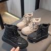 Zapatos de Algodón para Niños 2025 Otoño e Invierno Nuevas Botas de Cuero Botines para Niñas Zapatos de Pan de Suela Blanda Botas para Niños Botas de Algodón con Forro de Lana
