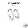 Anillo Abierto Ajustable de Plata de Ley S925 Tonglin Fashion Par de Anillos Estilo K Estilo Ins Joyería Sencilla Anillo de Pareja