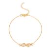 Hebilla de Anillo Símbolo Infinito de 8 Caracteres Retro Transfronteriza Europea y Americana Tobillera Coreana Exquisita Tobillera de Playa Distintiva Incrustada de Diamantes para Mujer